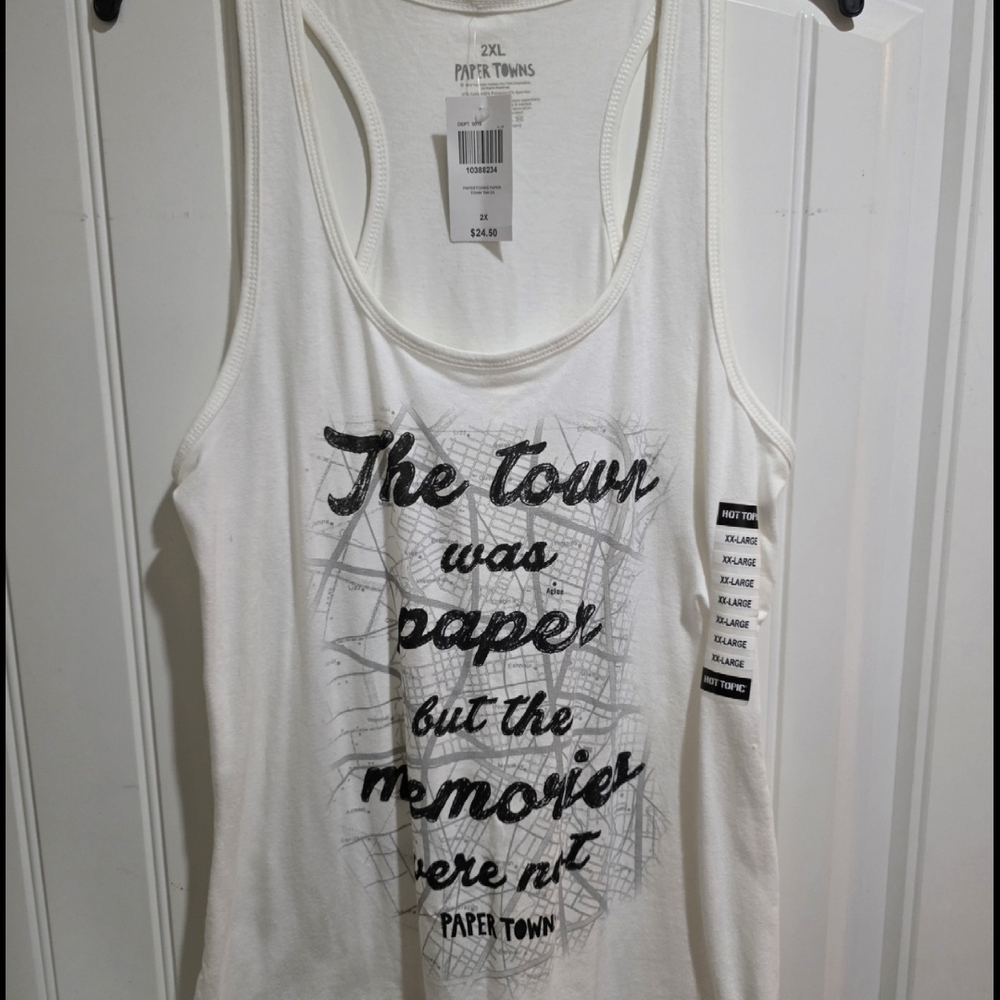 Hot Topic Paper Towns John Green Quote Tank Top | White Unisex 2XL
